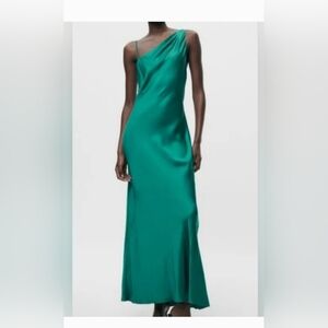 ZARA Elegant Teal One-Shoulder Dress